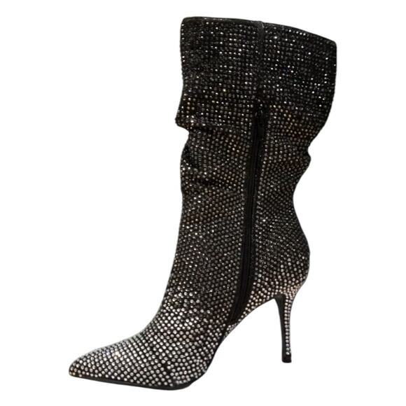 Thalia Sodi Raquell Slouch PointedToe Rhinestone Embellished  Boots NEW 8.5 - Picture 4 of 11